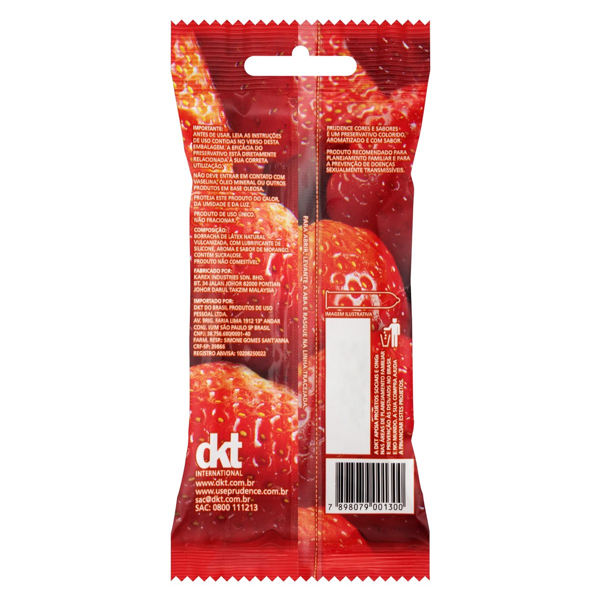 Preservativo Masculino Prudence Morango Diversao com 6 Unidades