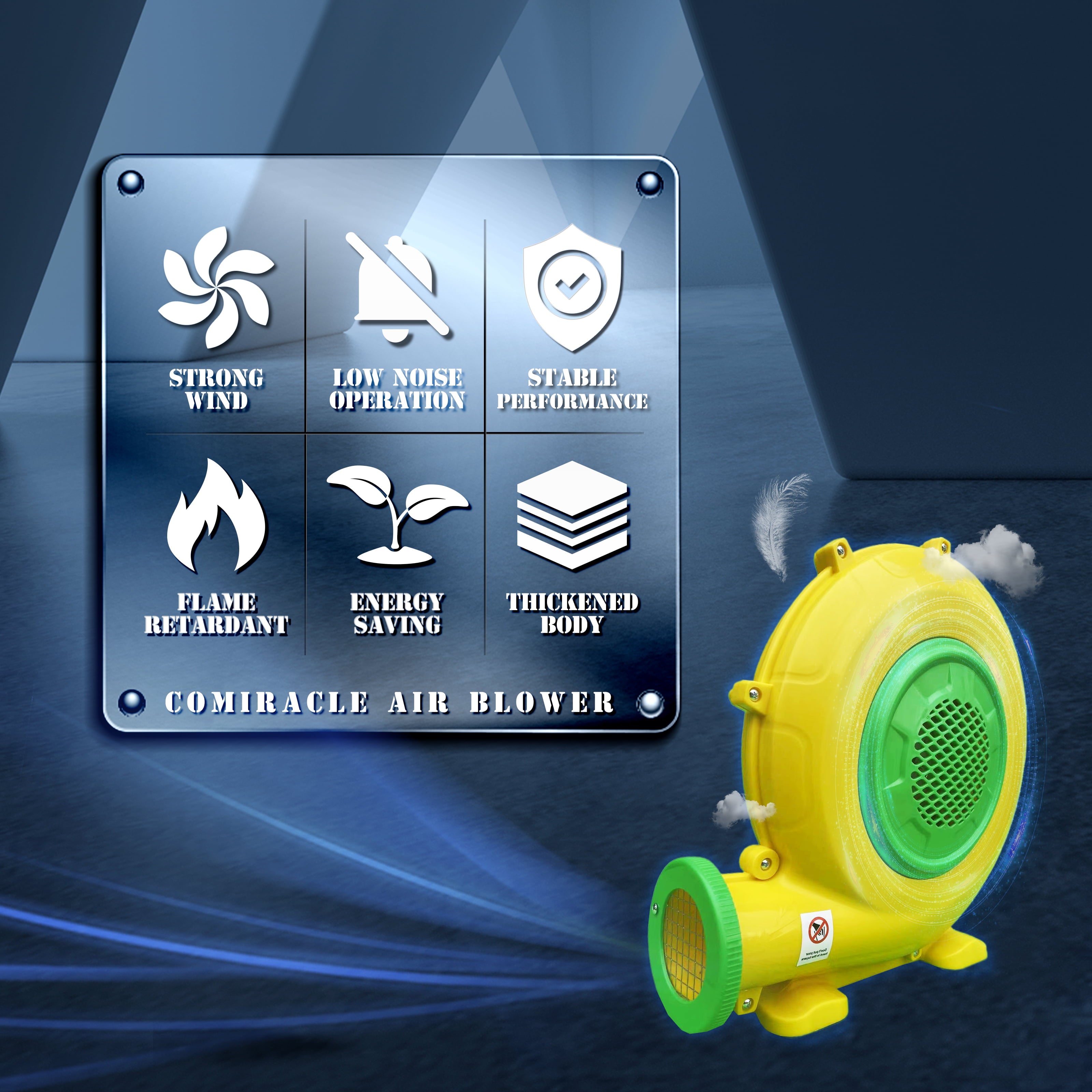 CoMiracle 550 Watt Bounce House Air Blower， 0.73 HP Air Pump Fan for Inflatable Bouncy Water Slide