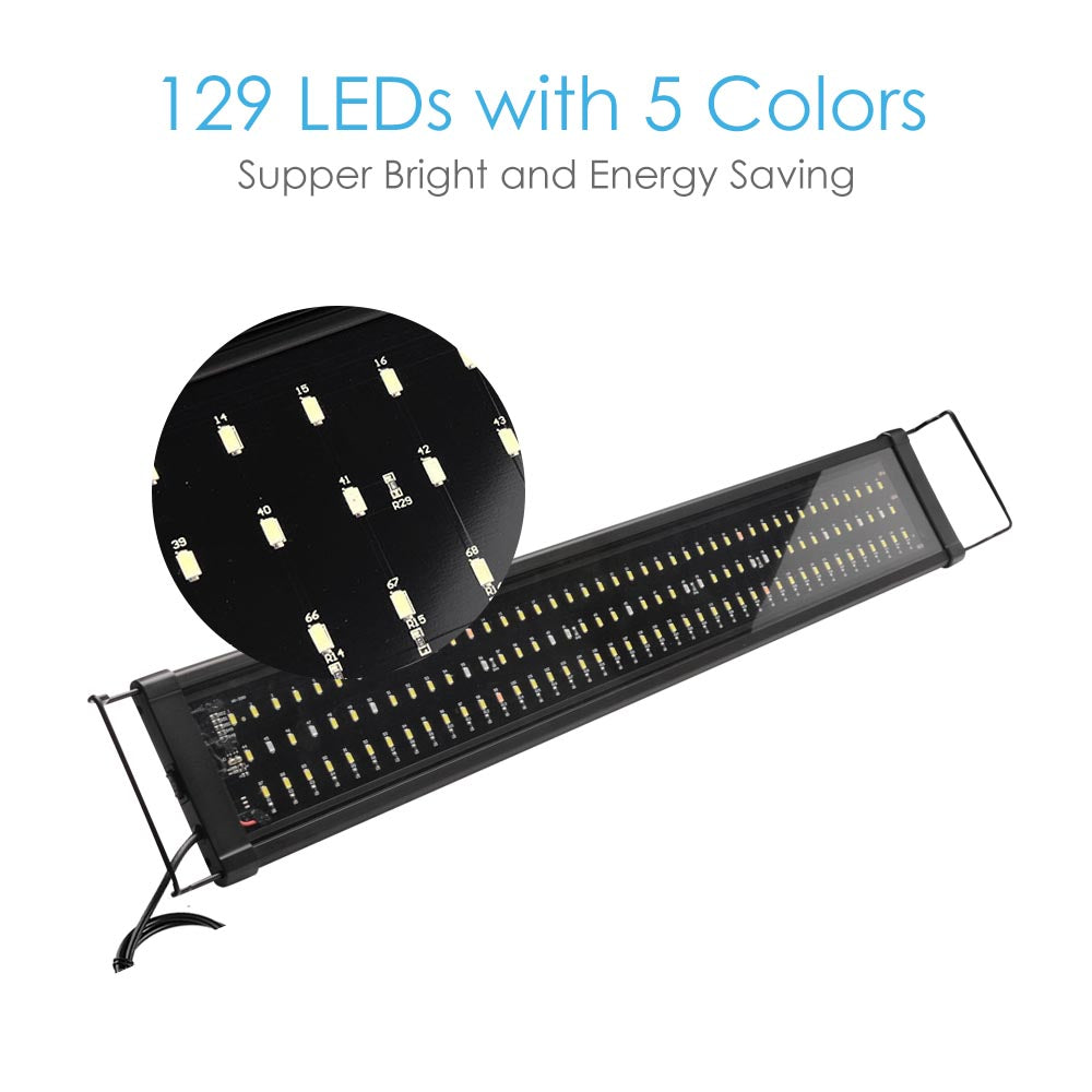 AquaBasik Full Spectrum LED Aquarium Fish Tank Lighting 30-41in 129
