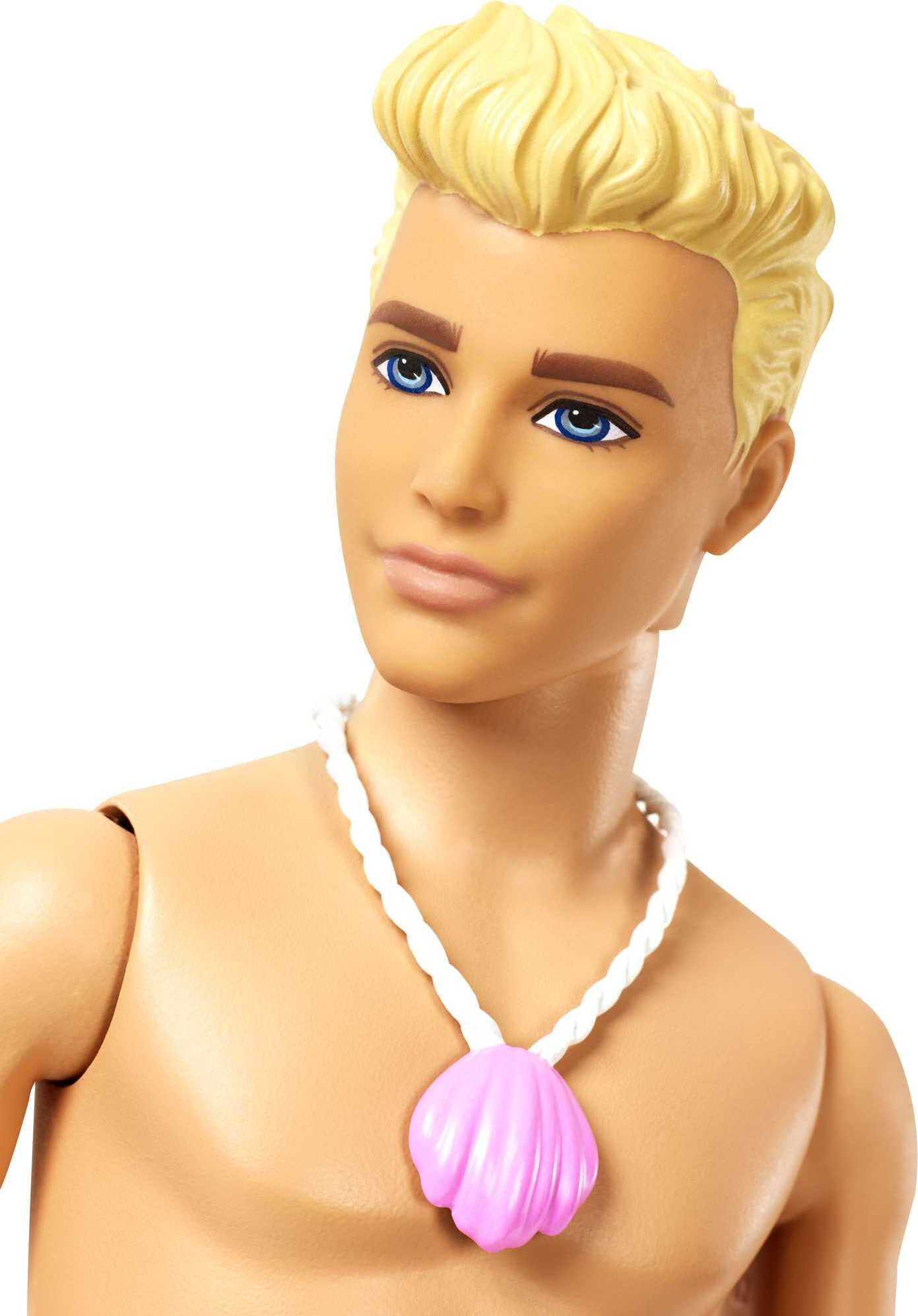Barbie Dreamtopia Merman Doll, Blonde with Pink Seashell Necklace