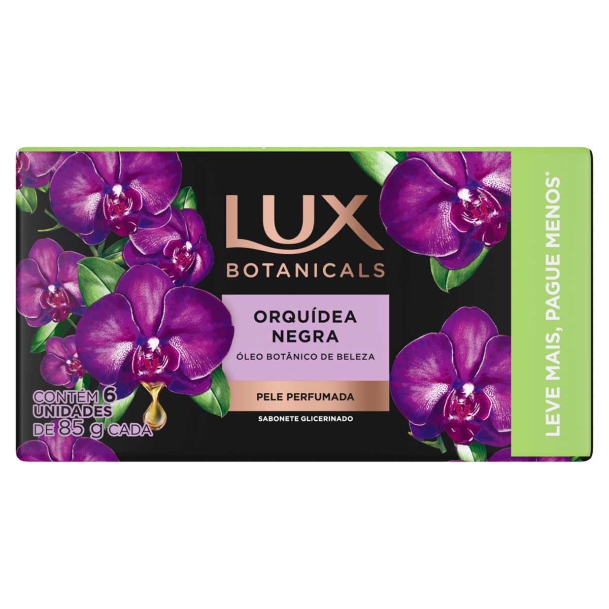 Pack Sabonete Barra de Glicerina Orquidea Negra Lux Botanicals Envoltorio 6 Unidades 85g Cada Leve Mais Pague Menos