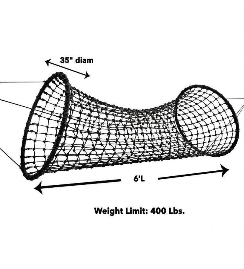 Weather-Resistant Hanging Woven Rope Tunnel Bridge for Kids， 6'L x 35