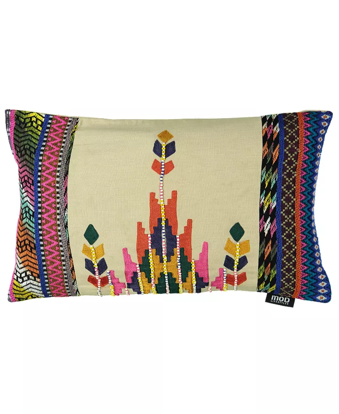 Mod Lifestyles Tribal Chic Collection Ethnic Empire Embroidery Lumbar Pillow， 14