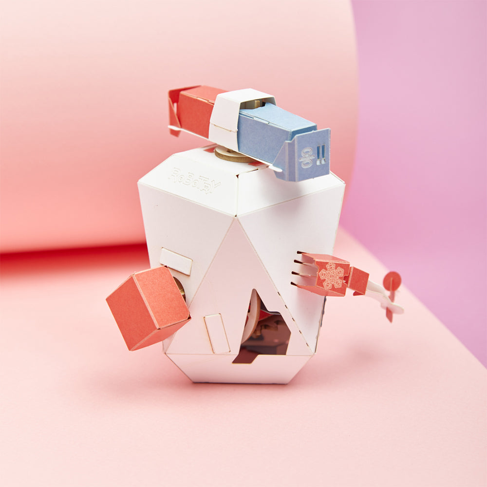 ROBOTRY Moving Paper Robots Making Kit， Poli | Bevel Gear - Learn Very Basic 5 Robot Mechanisms