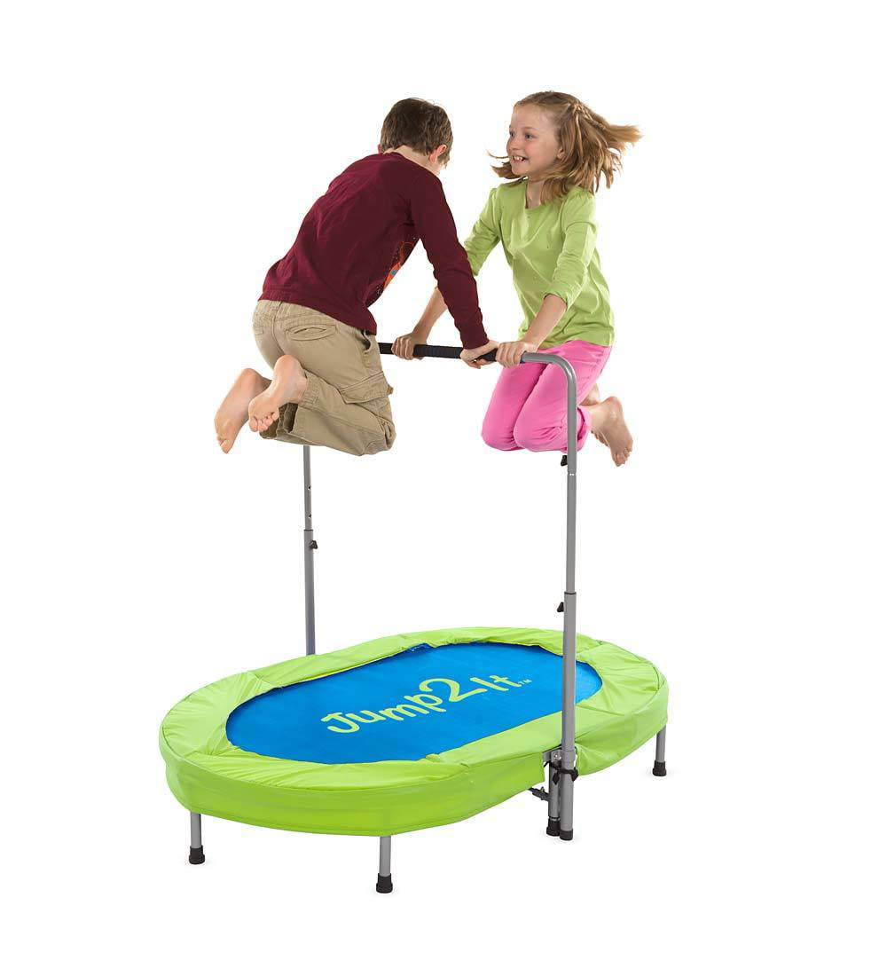 HearthSong Jump2It Indoor Trampoline with Adjustable Handle， Holds Up to 180 lbs