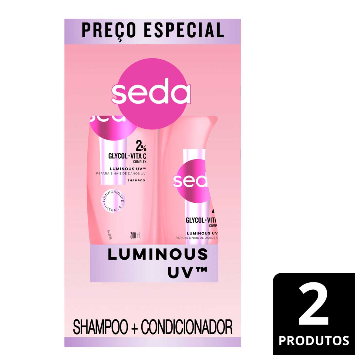 Kit Shampoo 300ml + Condicionador 190ml Seda Luminous UV