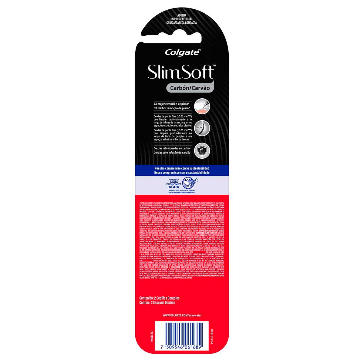 Escova de Dente Colgate Slim Soft Black 2 Unidades