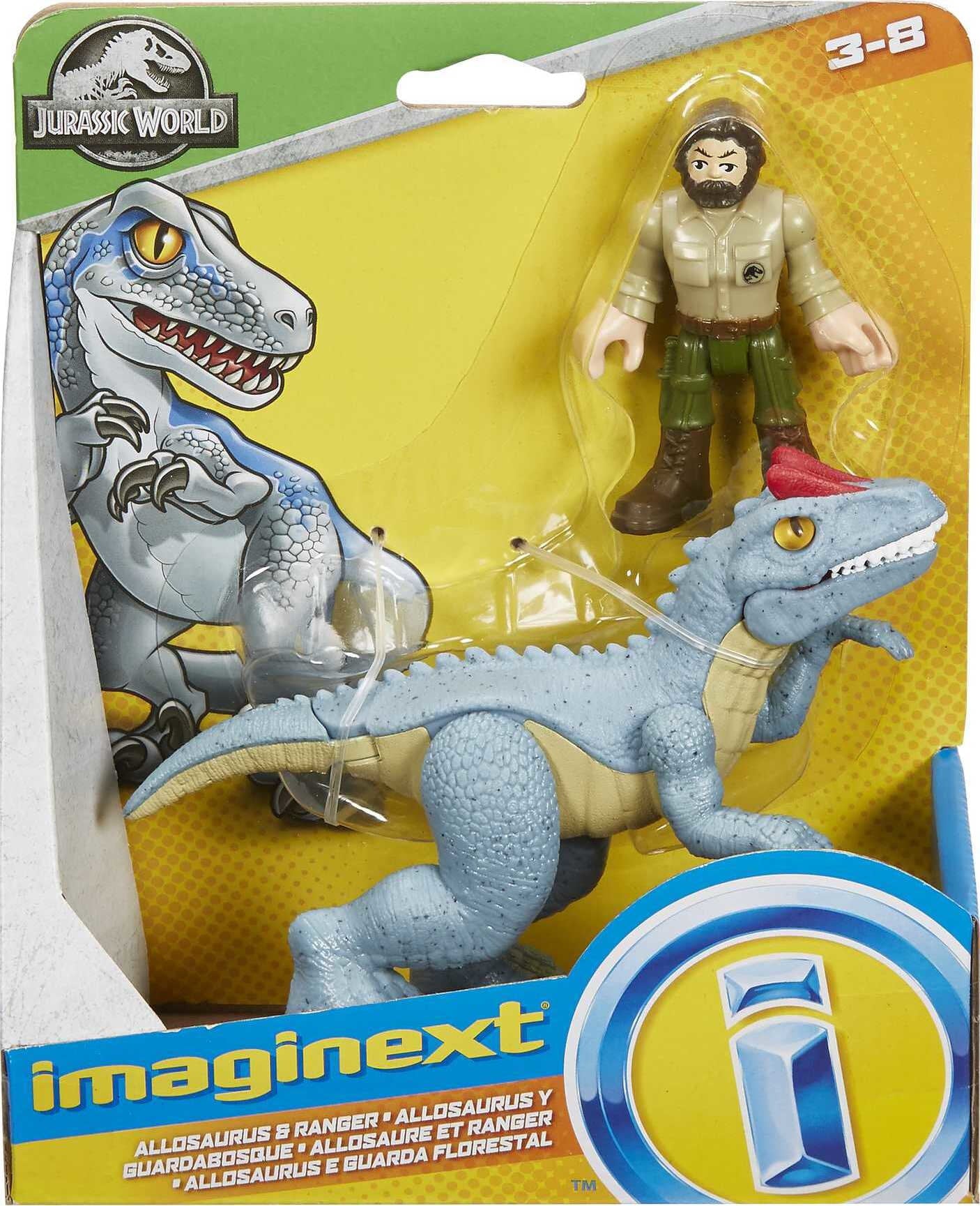 Imaginext Jurassic World Allosaurus Dinosaur and Ranger Figure