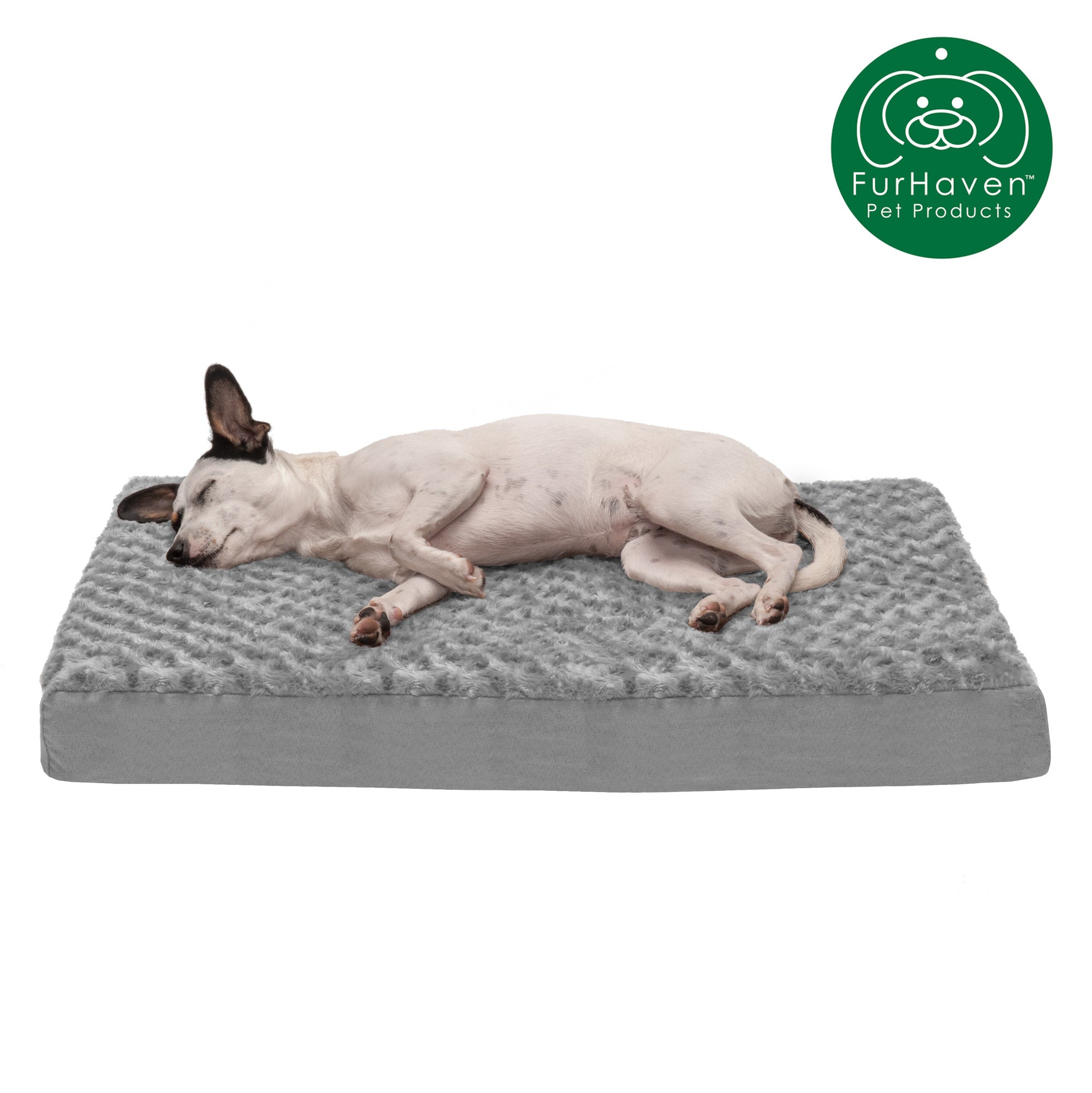 FurHaven Pet Products Dog Bed， Deluxe Full Support Orthopedic Ultra Plush Mattress Pet Bed for Dogs and Cats， Gray， Medium