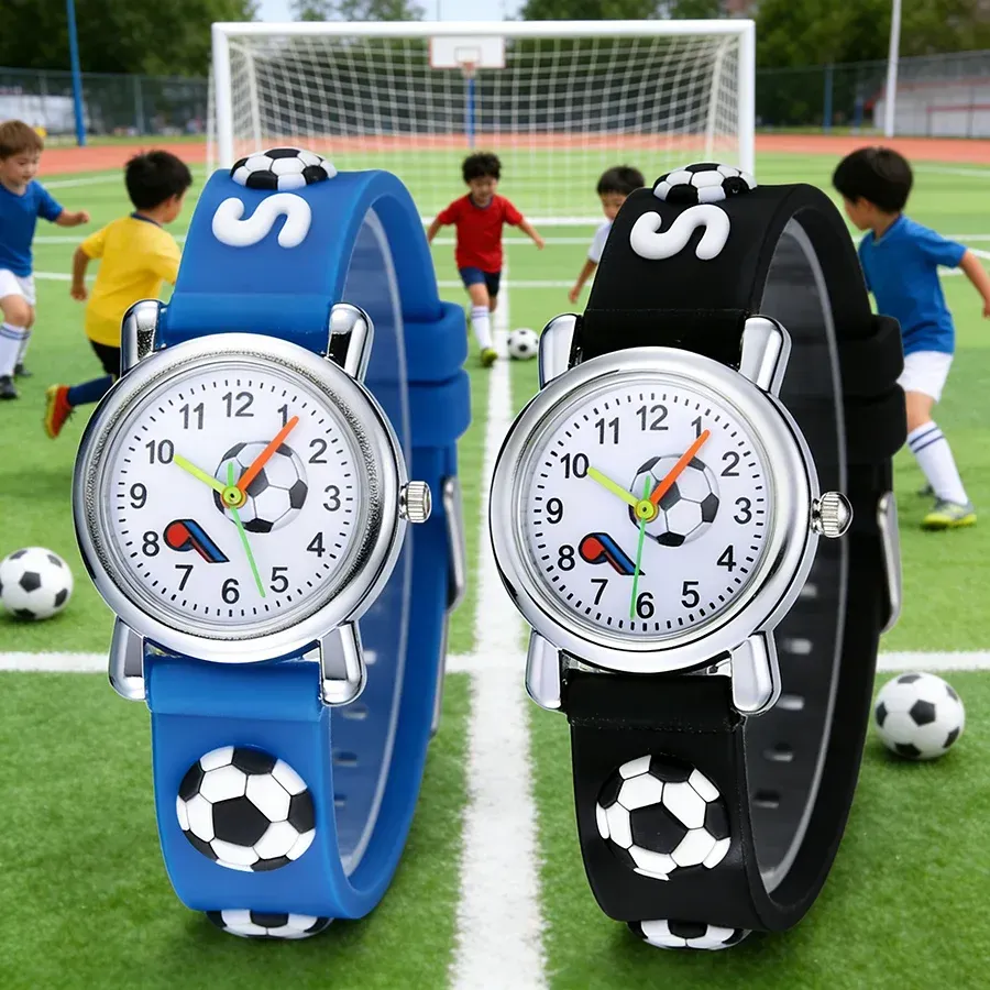 LIUYANGTIAN 2pcs Kids Watches 3D Football Quartz Wristwatch Fashion Waterproof Sports Watch Clock for Boys and girls Kids Students Children