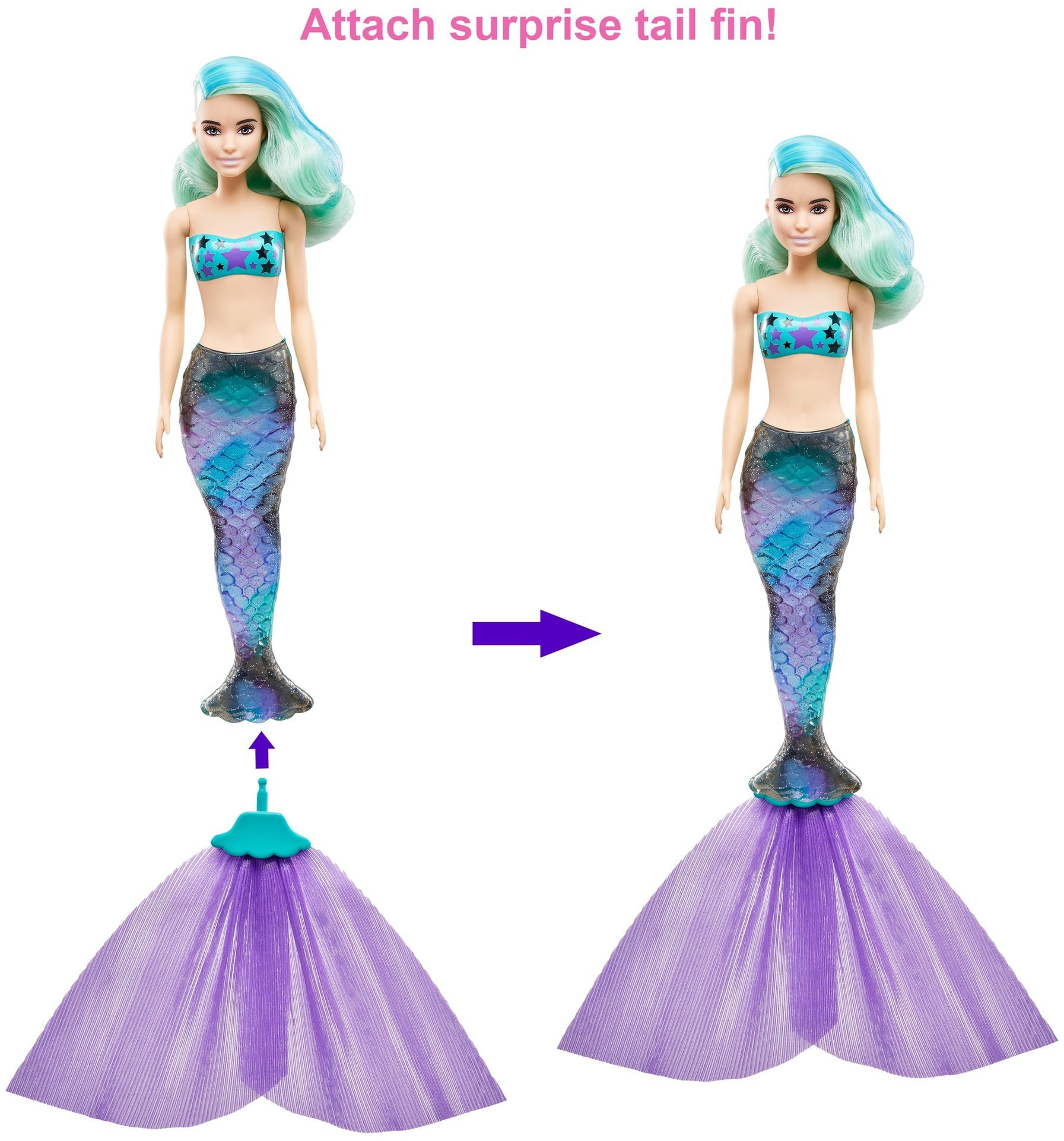 Barbie Color Reveal Mermaid Doll with 7 Surprises (Styles May Vary)