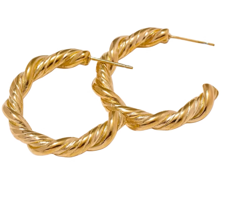 PRE-ORDER Gold Twisted Hoops apx 4/30