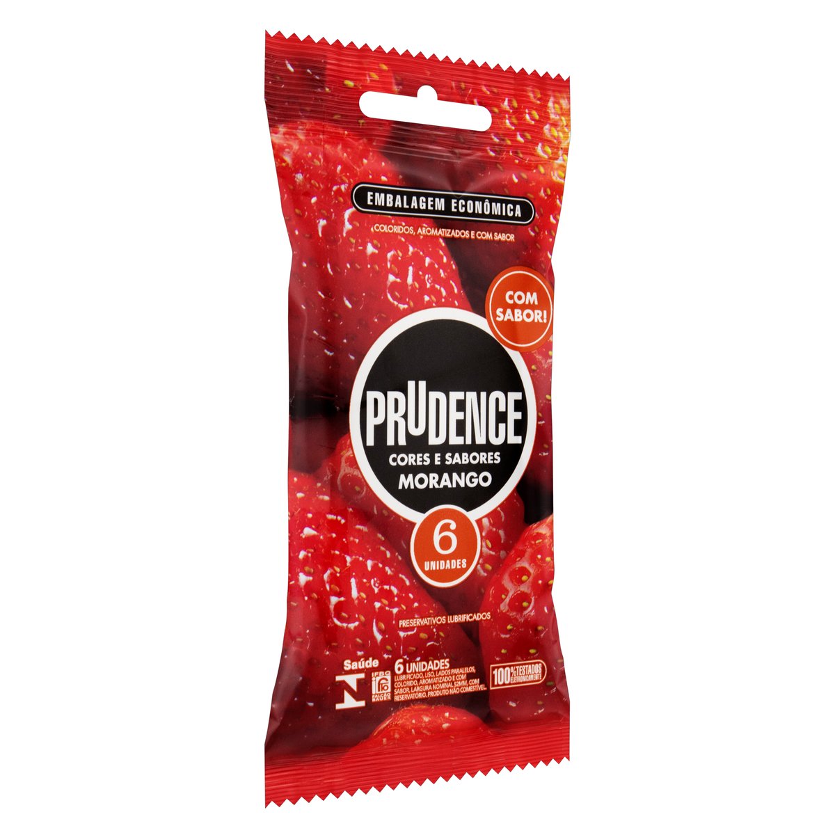 Preservativo Masculino Prudence Morango Diversao com 6 Unidades