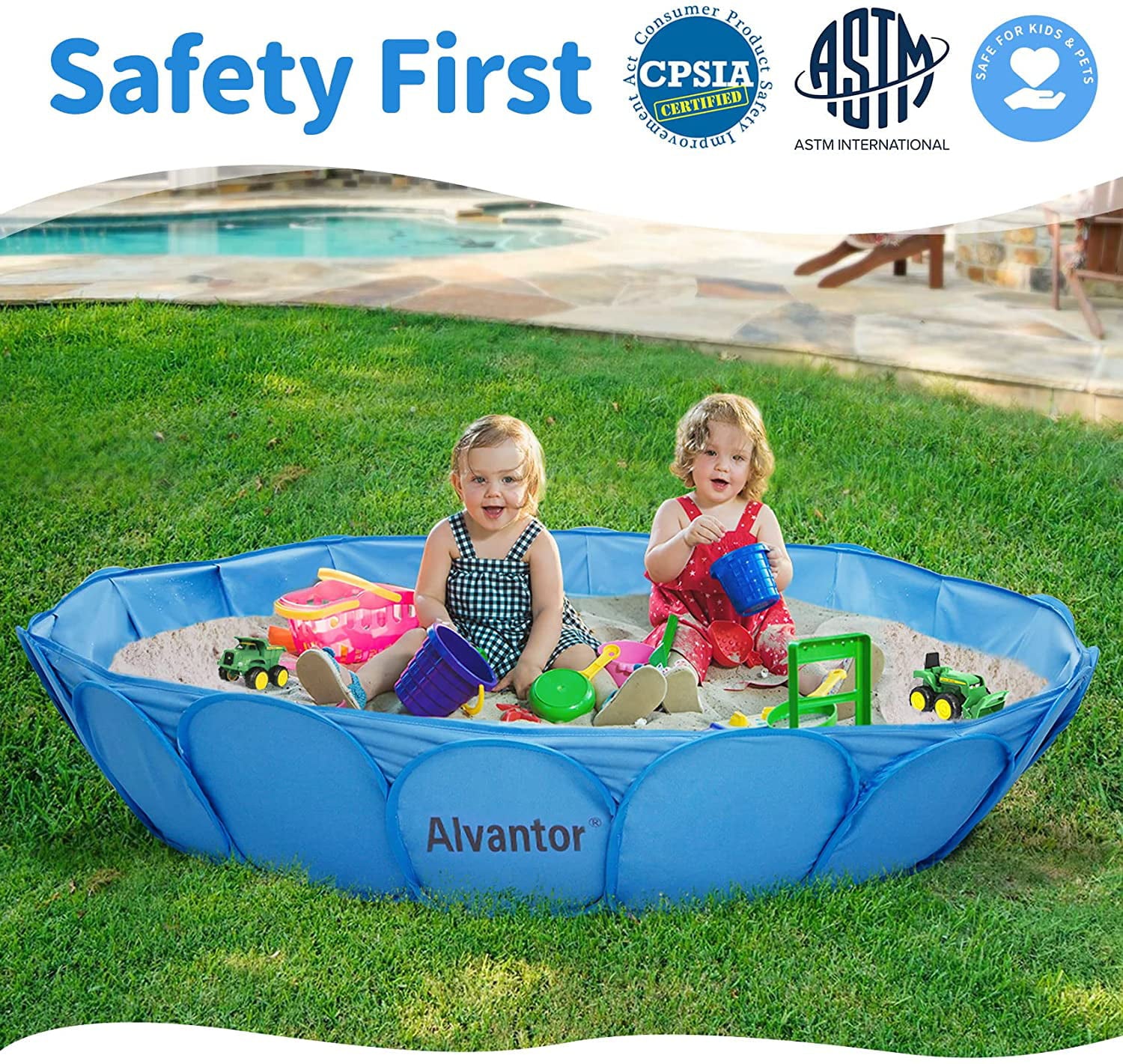 Alvantor Pet Swimming Pool Dog Bathing Tub Kiddie Pools Cat Puppy Shower Spa Foldable Portable Indoor Outdoor Pond Ball Pit 63