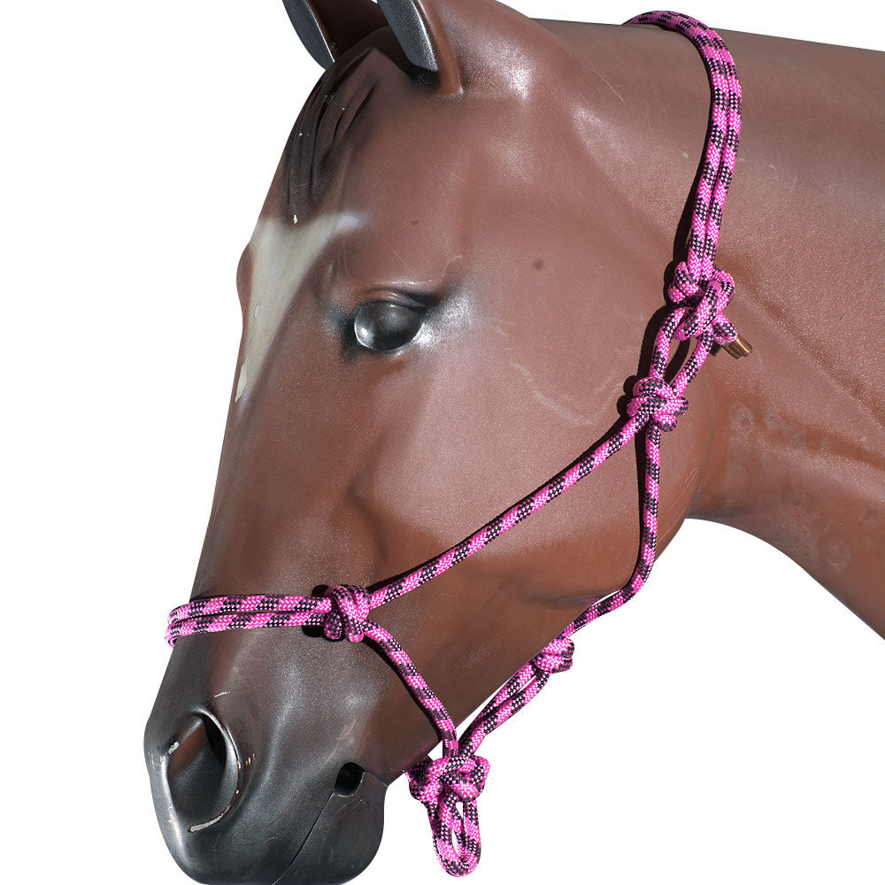 94DL Pink Black Horse Halter Braided Poly Rope Western Tack By Hilason