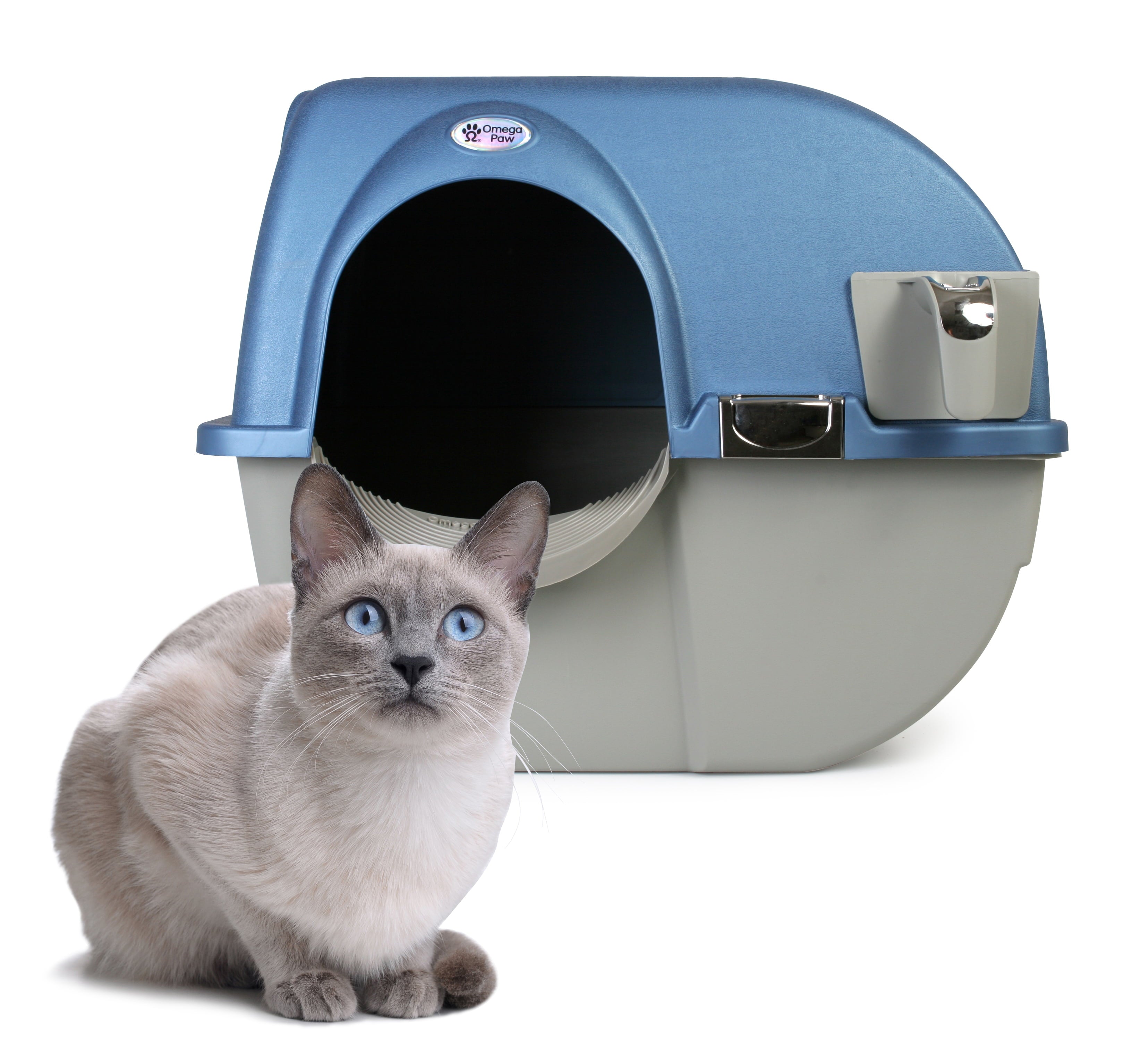 Omega Paw Premium Roll 'n Clean Self Cleaning Cat Litter Box， Large