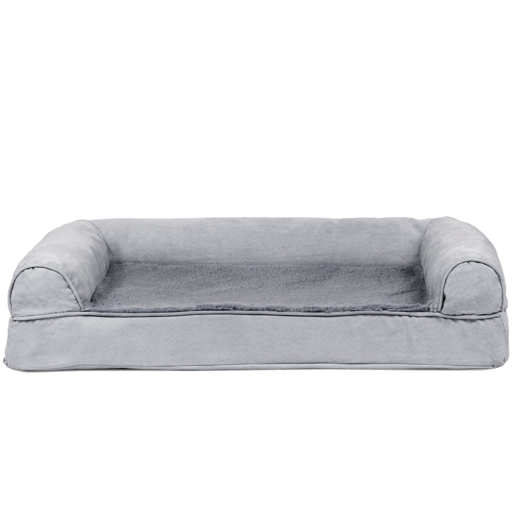FurHaven Pet Products | Cooling Gel Foam Plush and Suede Sofa Pet Bed for Dogs and Cats， Gray， Medium