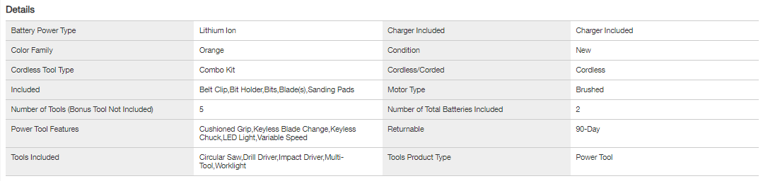 RIDGID R9257SB2 18V Cordless 5-Tool Combo Kit with (1) 2.0 Ah Battery， (1) 4.0 Ah Battery， Charger， and Bag