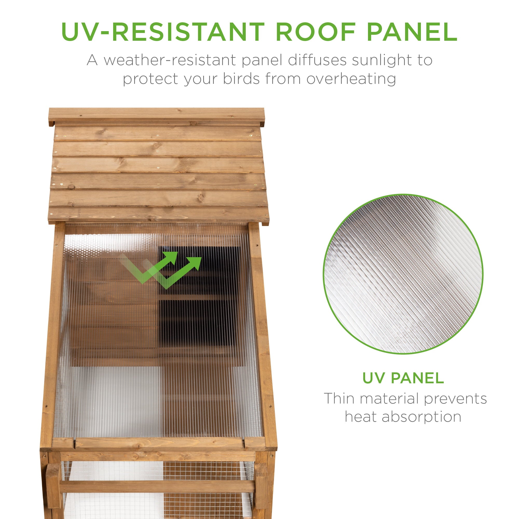 Best Choice Products 70in Mobile Fir Wood Chicken Coop Tractor Hen House w/ Wheels， 2 Doors， Nest Box， Removable Tray