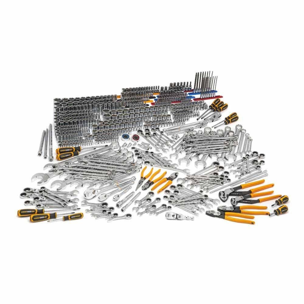 Conjunto de ferramentas GearWrench MEGAMODMRO Master Technician de 614 peças com bandejas personalizadas e armazenamento.