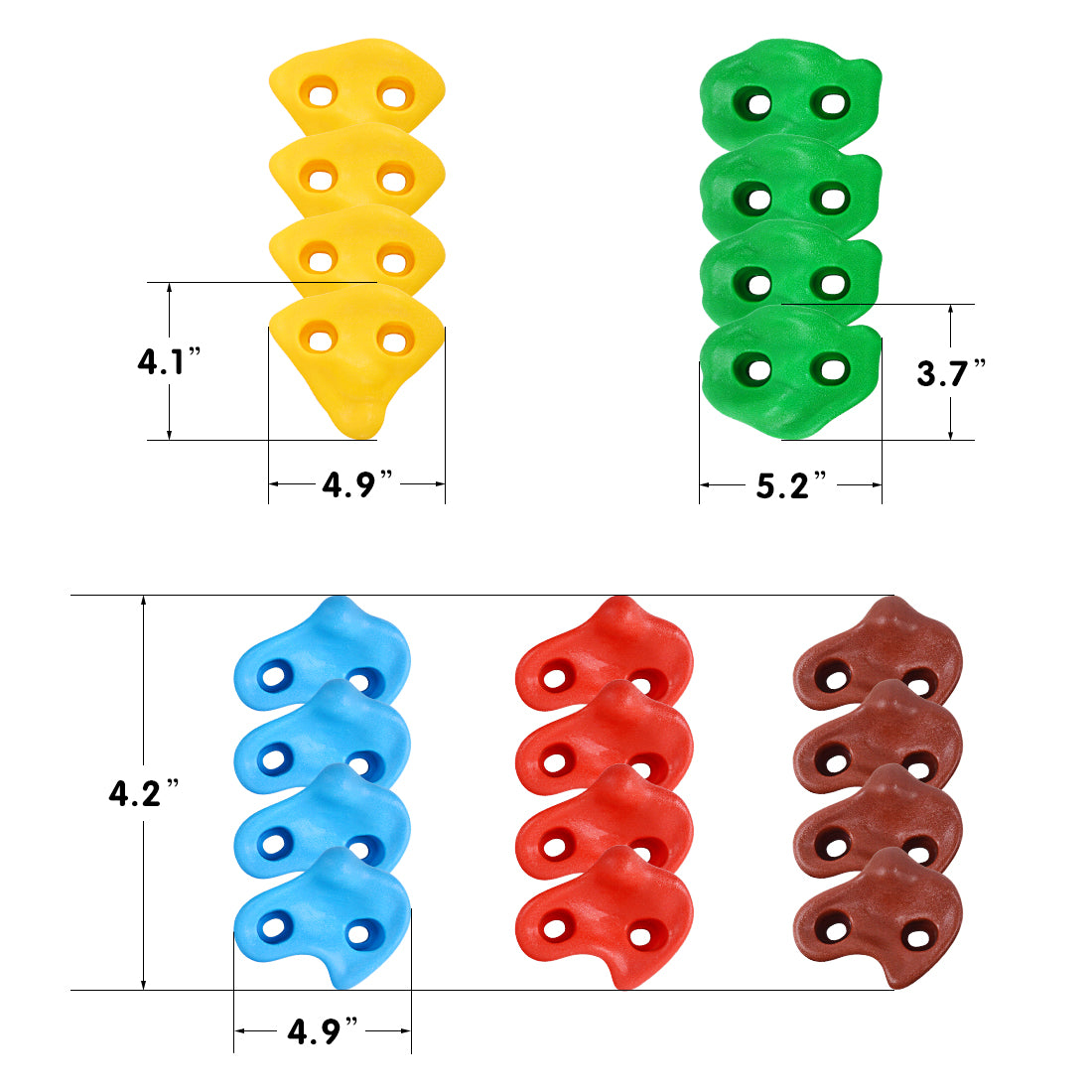 Sekkvy 20 PCS Rock Climbing Holds for Kids Wall Climb with 9.8 Ft Climbing Rope and 2 Handles Indoor Outdoor Colorful Playset Includes Mounting Hardware