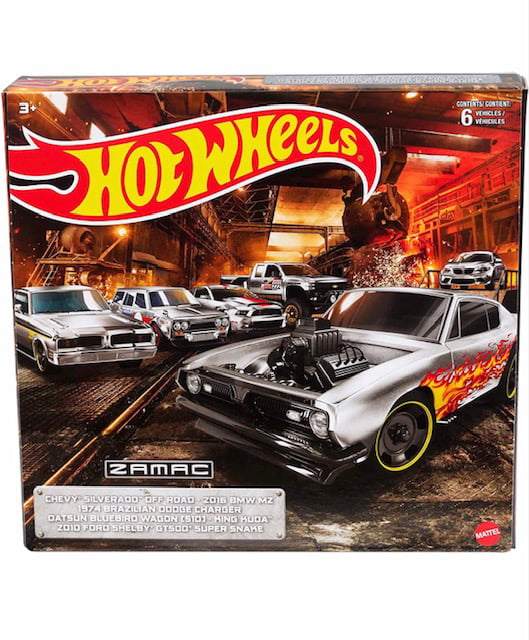 Hot Wheels Zamac Multipacks of 6 Toy Cars， 1:64 Scale， Authentic Decos， Popular Castings， Rolling Wheels， Gift for Kids 3 Years Old and Up and Collectors