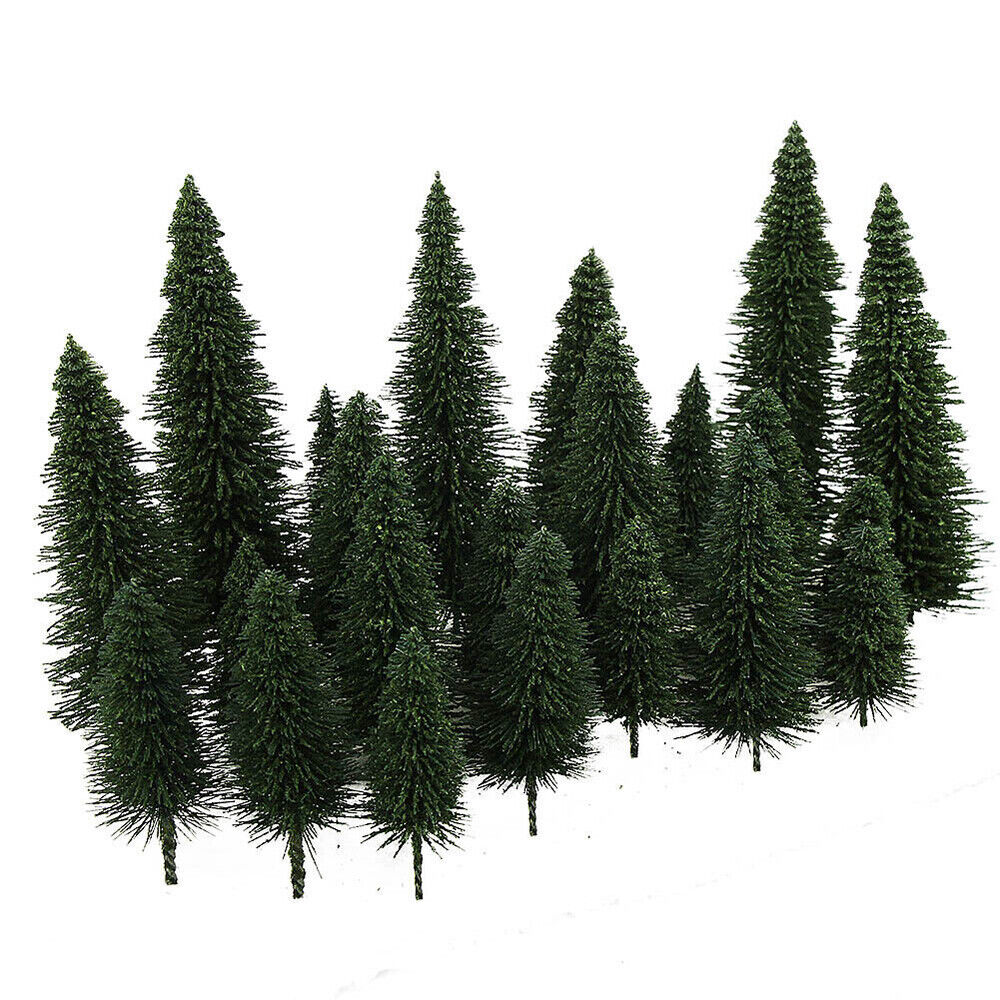 40pcs Dark Green Pine Model Cedar Trees 2.05-4.96 inch (55-120 mm) for Model Railroad Scenery Landscape Layout HO OO Scale