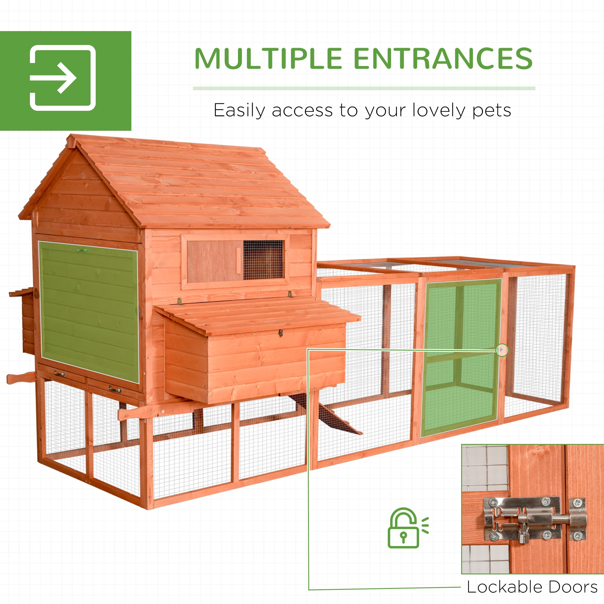 PawHut Large Chicken Coop Run Cage Duck Hen Chook House Poultry