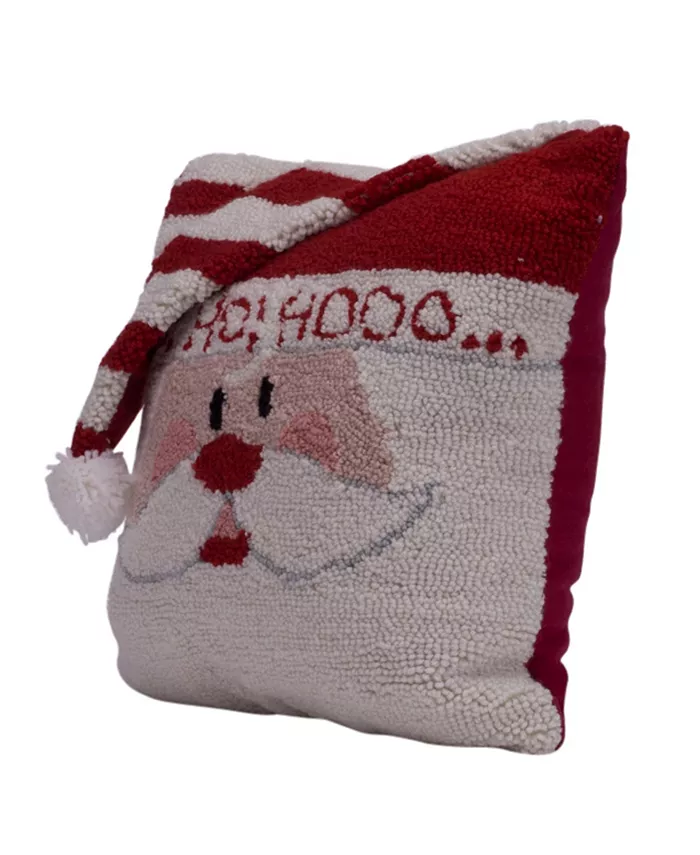 Glitzhome Hooked 3D Santa Decorative Pillow， 14
