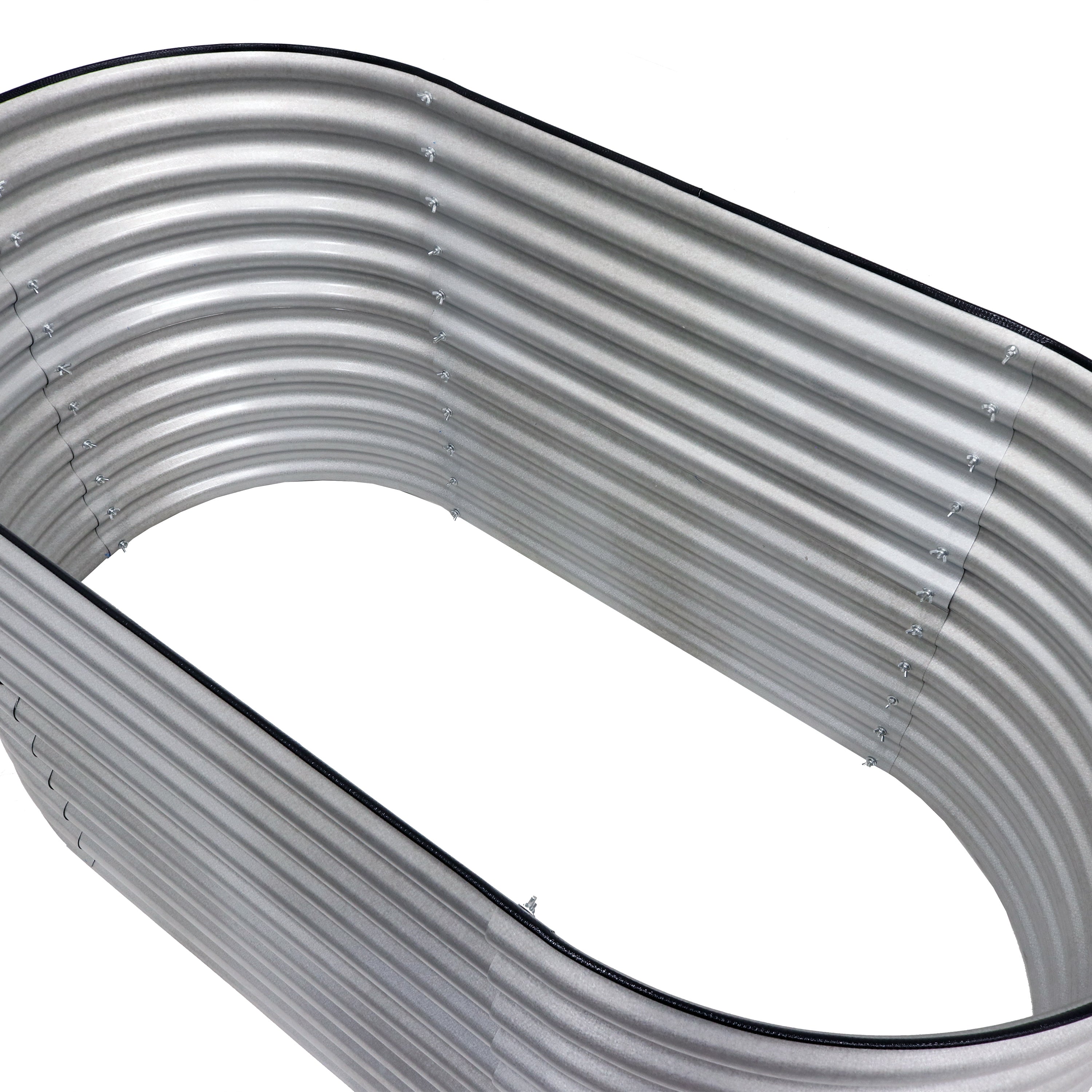 Sunnydaze Large Oval Steel Raised Garden Bed - Stand-Up Height - 79" W x 32" H - Silver