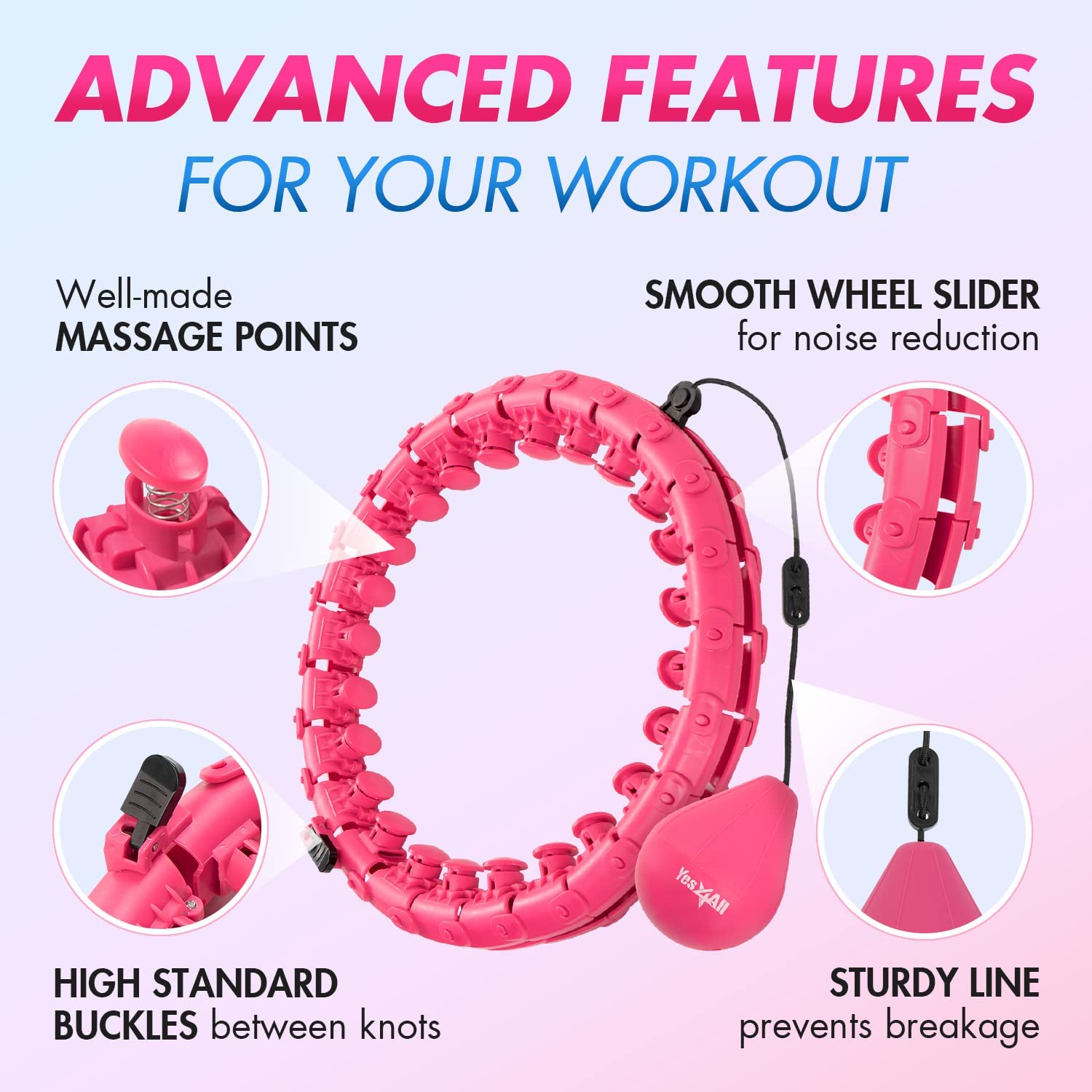 Yes4All Hula Smart Hoops， Pink