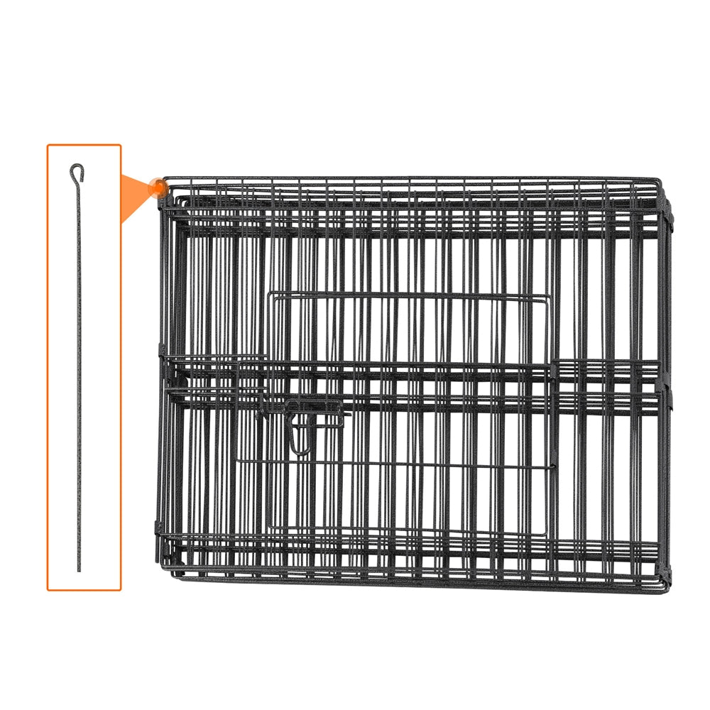 Easyfashion 8 Panel Foldable Pet Playpen For Puppies， Metal， Indoor and Outdoor， Black