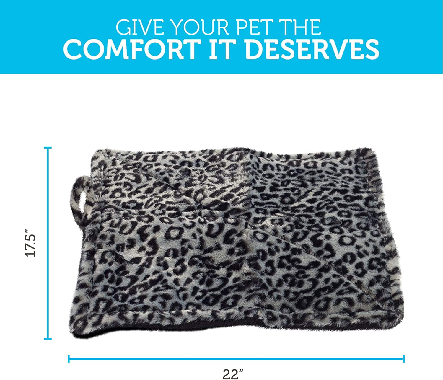 Paws and Pals Self Warming Medium Cat Pet Bed Gray Black Leopard Print (20x17.5x0.1 inches)