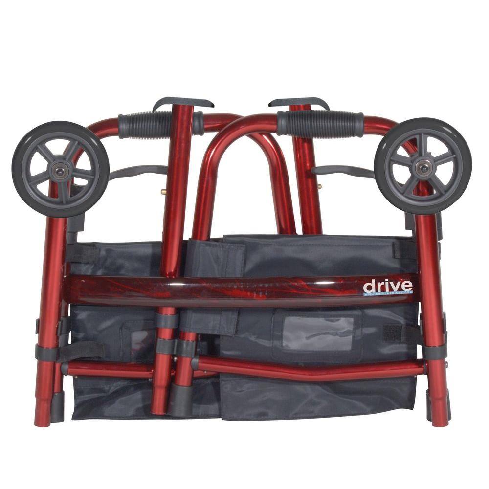 Drive Medical Portable Folding Travel Walker with 5 in. Wheels and Fold up Legs rtl10263kdr