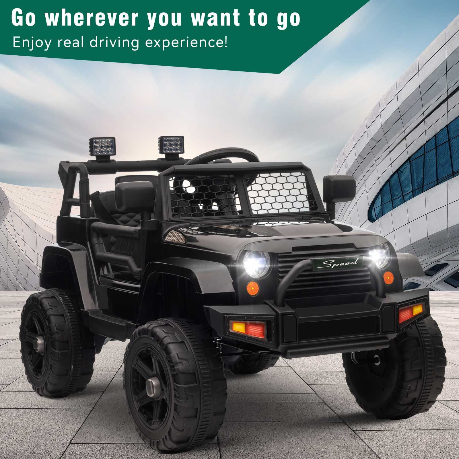 OTTARO 12V Battery Powered Vehicle ，Kids Ride on Electric Car with Remote Control for Boys Girls(Black)