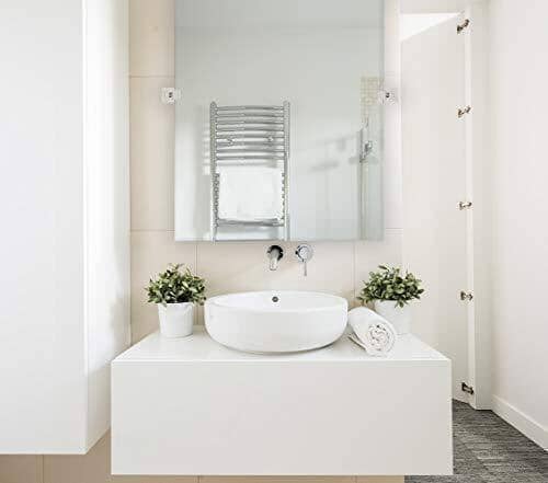 Large Squared Modern Pivot Rectangle Mirror with Polished Chrome Wall Anchors 30