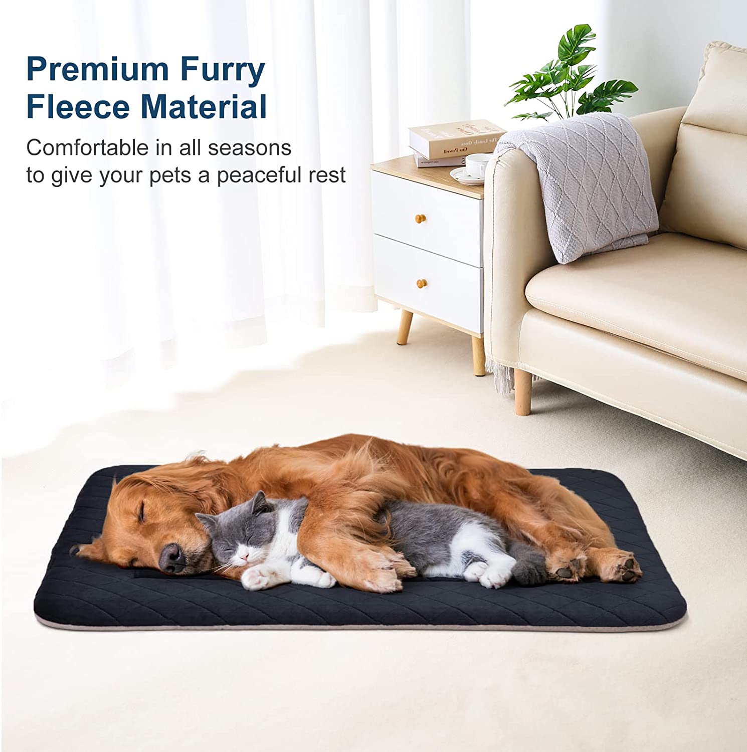 PROCIPE Large Dog Bed Soft Crate Mat Washable Cozy Kennel Pads for Large Medium Pets Sleeping