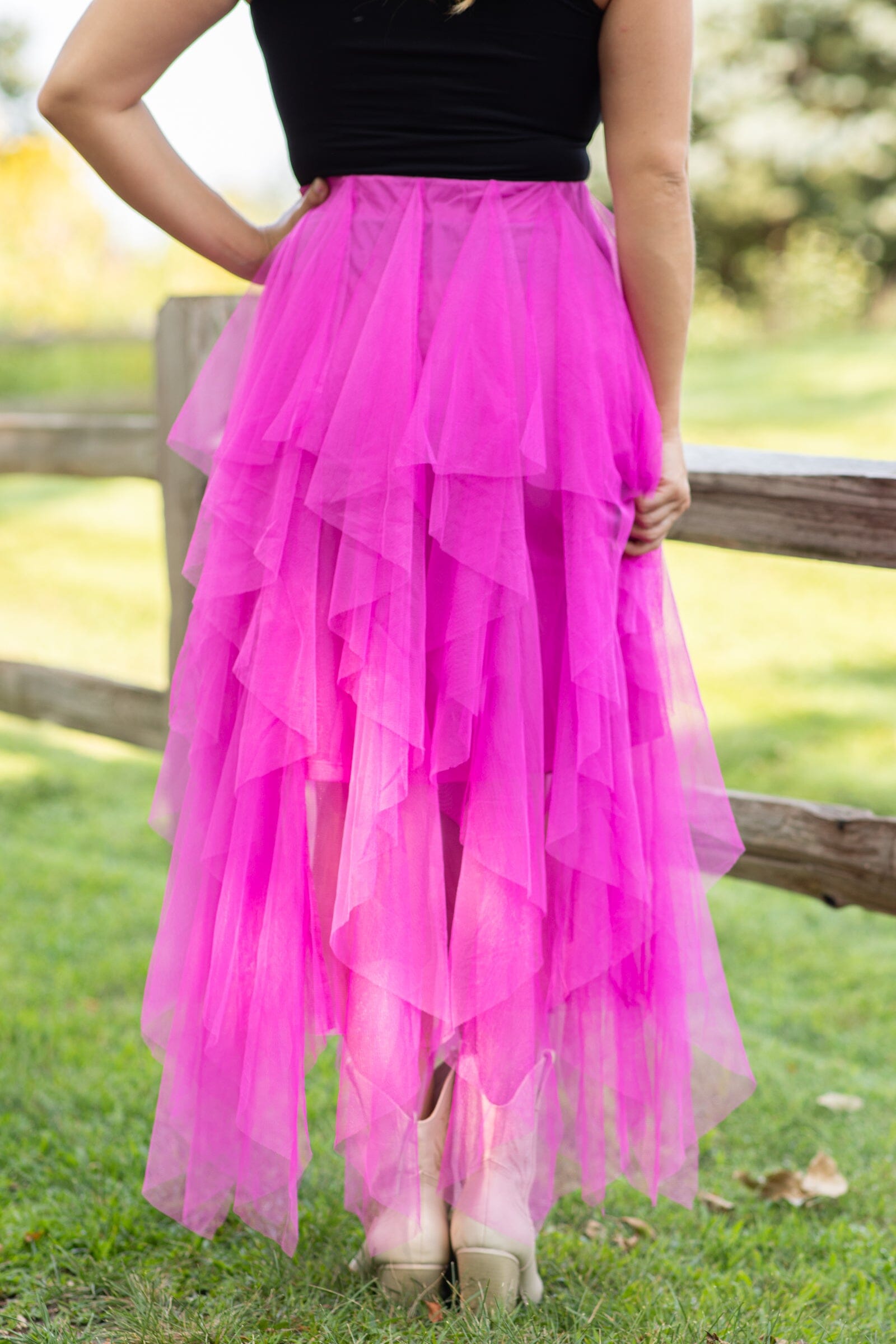 Fuchsia Tulle Maxi Skirt