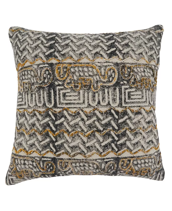 Saro Lifestyle Block Embroidered Decorative Pillow， 20