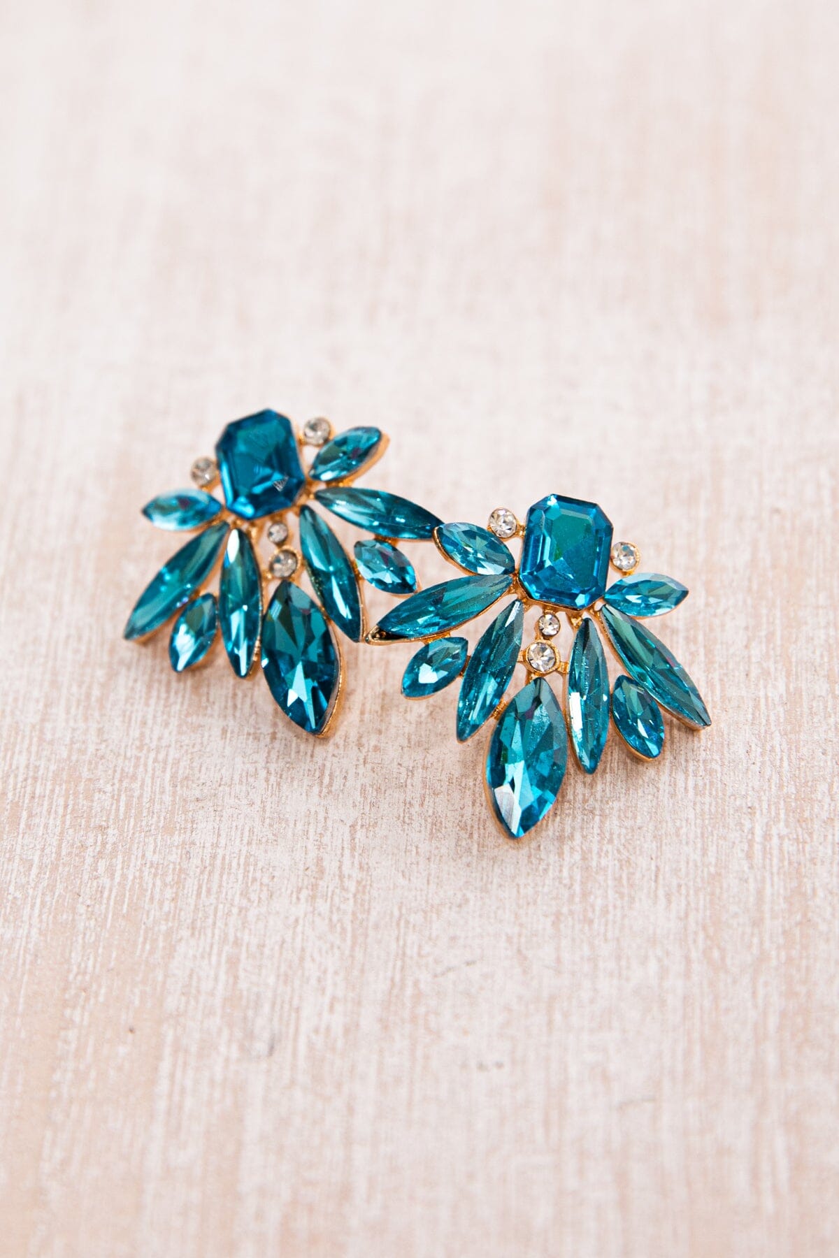 Sky Blue Rhinestone Stud Earrings