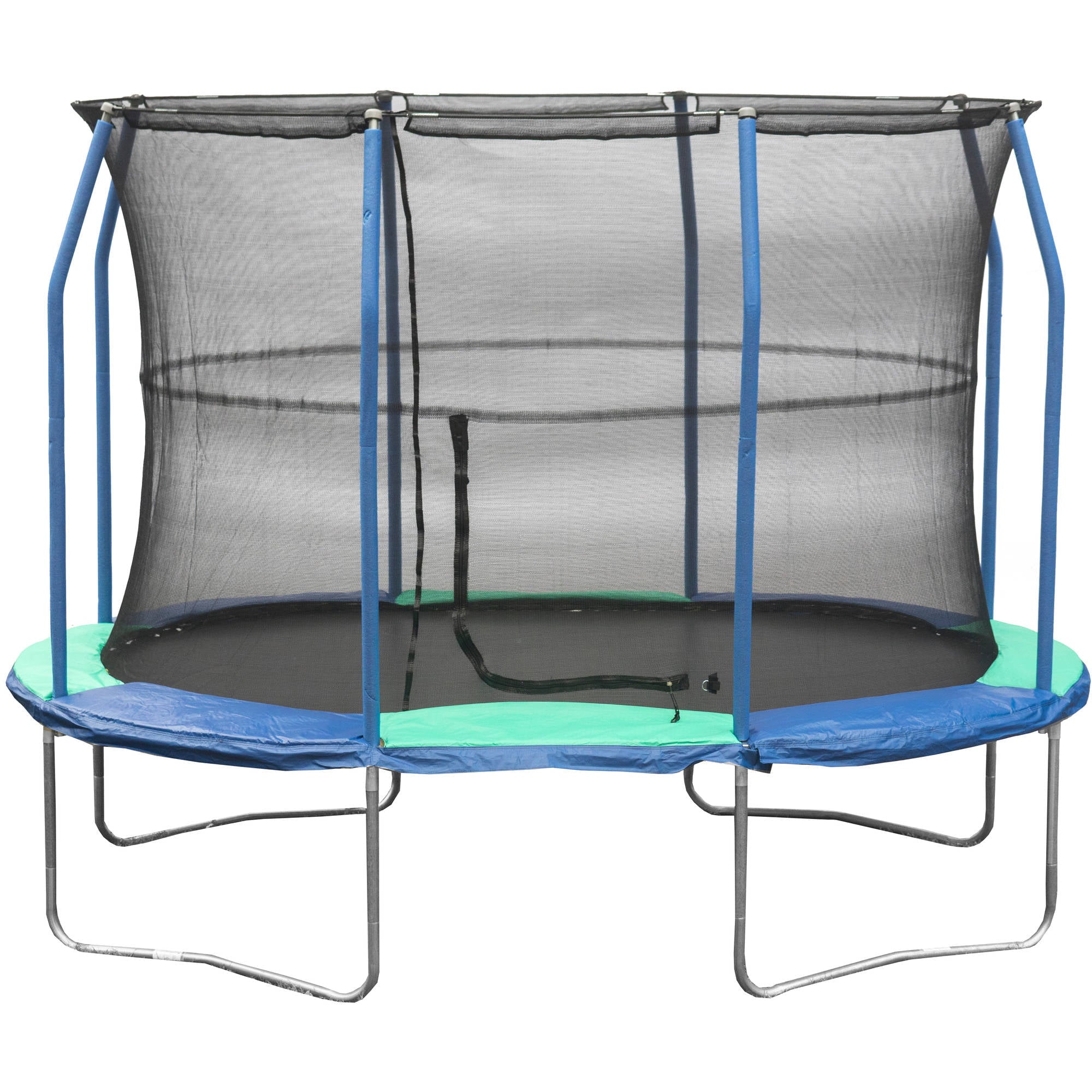 JumpKing Oval 8' x 11.5' Trampoline， with Enclosure， Blue/Green