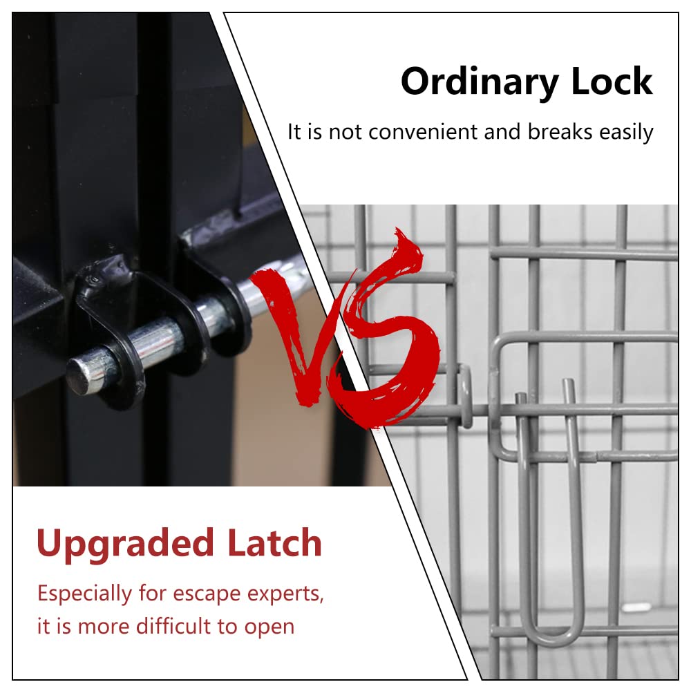 SMONTER 38 Inch Heavy Duty Dog Crate - Indestructible Dog Crate for Large Dog Strong Metal Dog Kennel Training Dog Cage Easy to Assemble Pet Playpen with Wheels Double Doors Removable Tray， Black