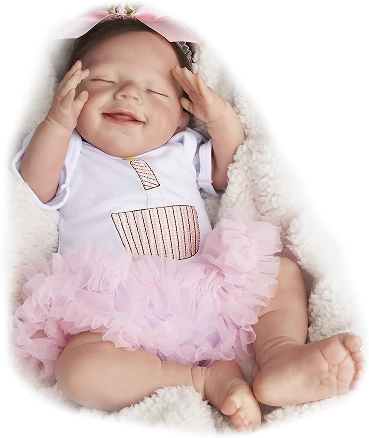 JIZHI Lifelike Reborn Baby Dolls 20 inch Realistic Newborn Baby Dolls Sleeping Smile Baby Girl with Toy Accessories