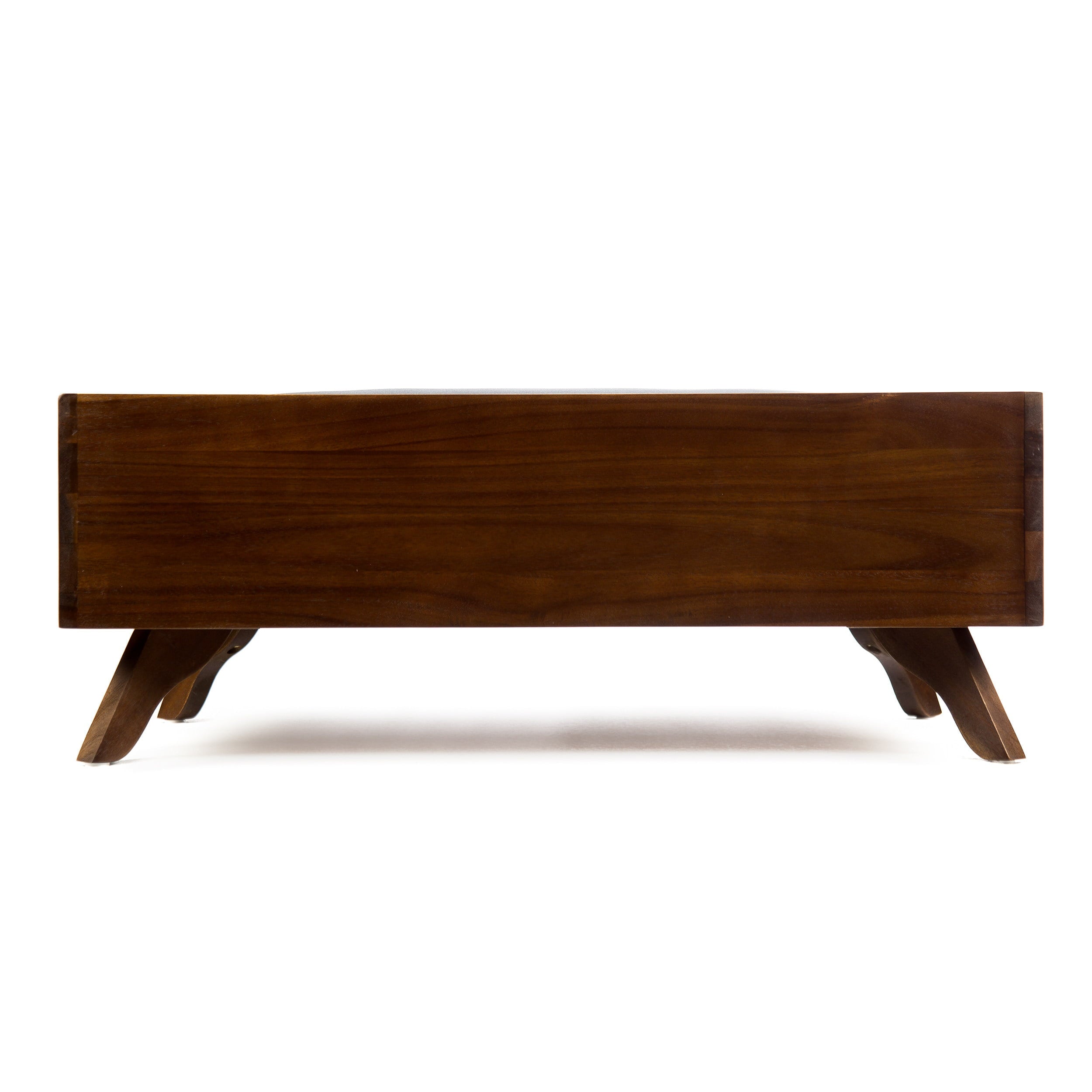 Dorel Acacia Wood Dog Bed with Water Resistant Cushion， Dark Oak