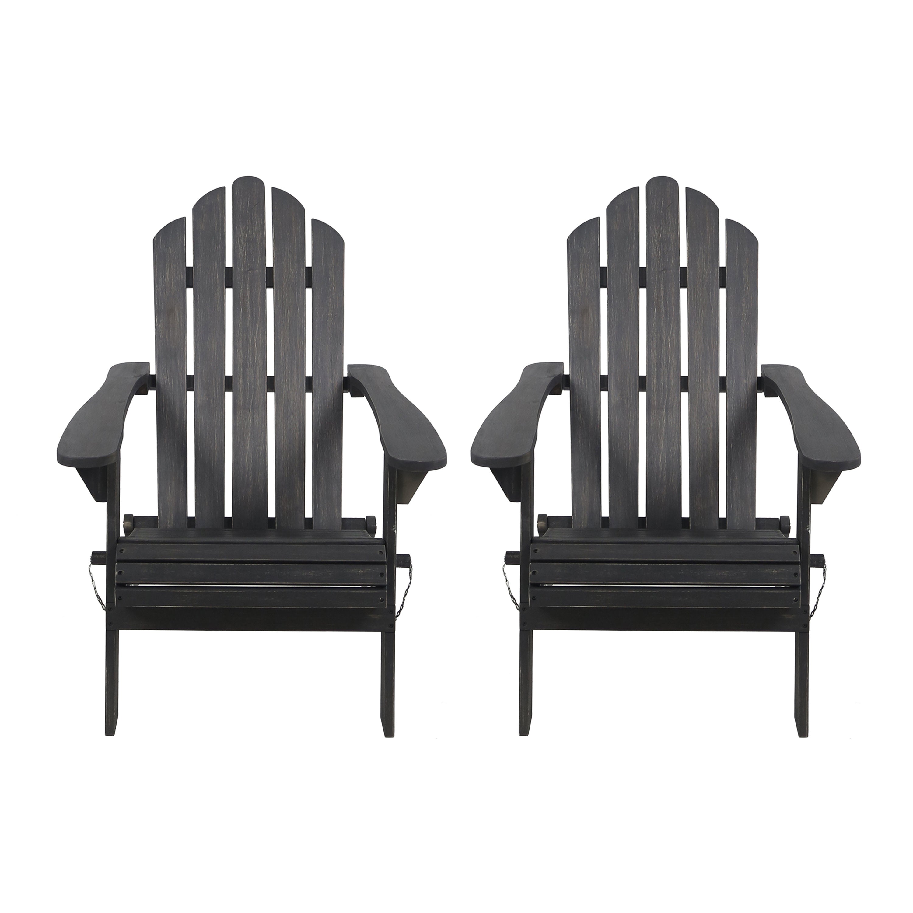 Cara Outdoor Acacia Wood Foldable Adirondack Chairs, Set of 2