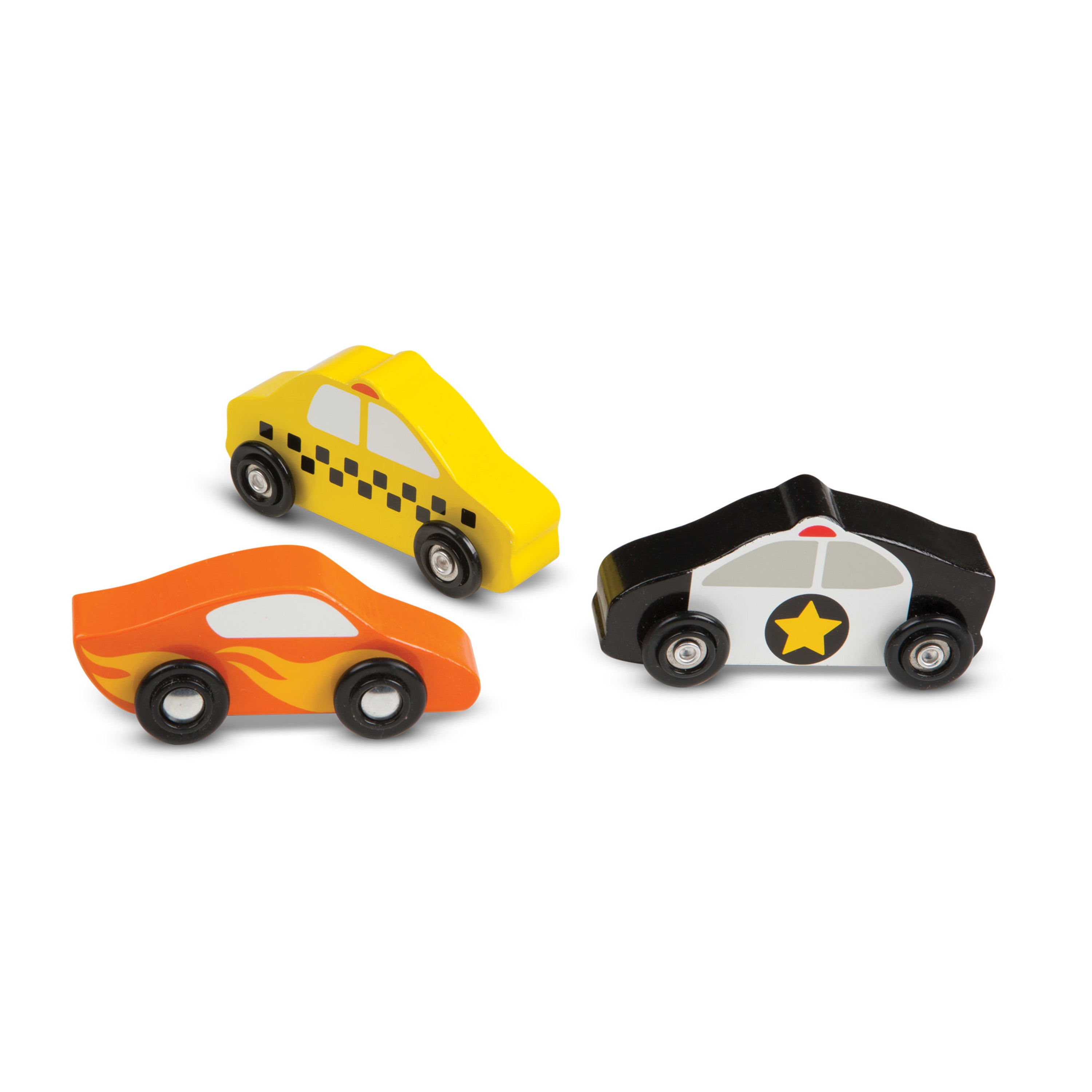 Melissa and Doug Wooden Cars Vehicle Set in Wooden Tray