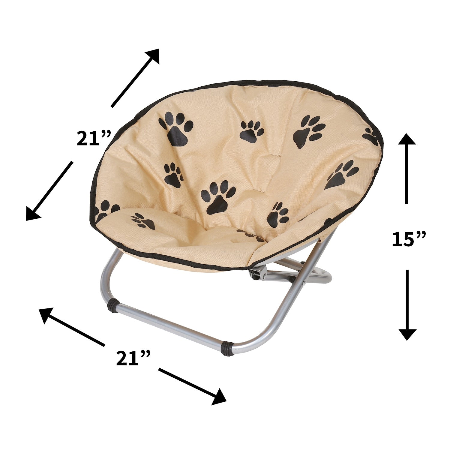 Folding Pet Cot Chair - Elevated Cat Bed， Paw Print Papasan Chair