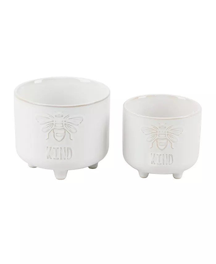 Flora Bunda Be Kind Footed Ceramic Planter， Set of 2