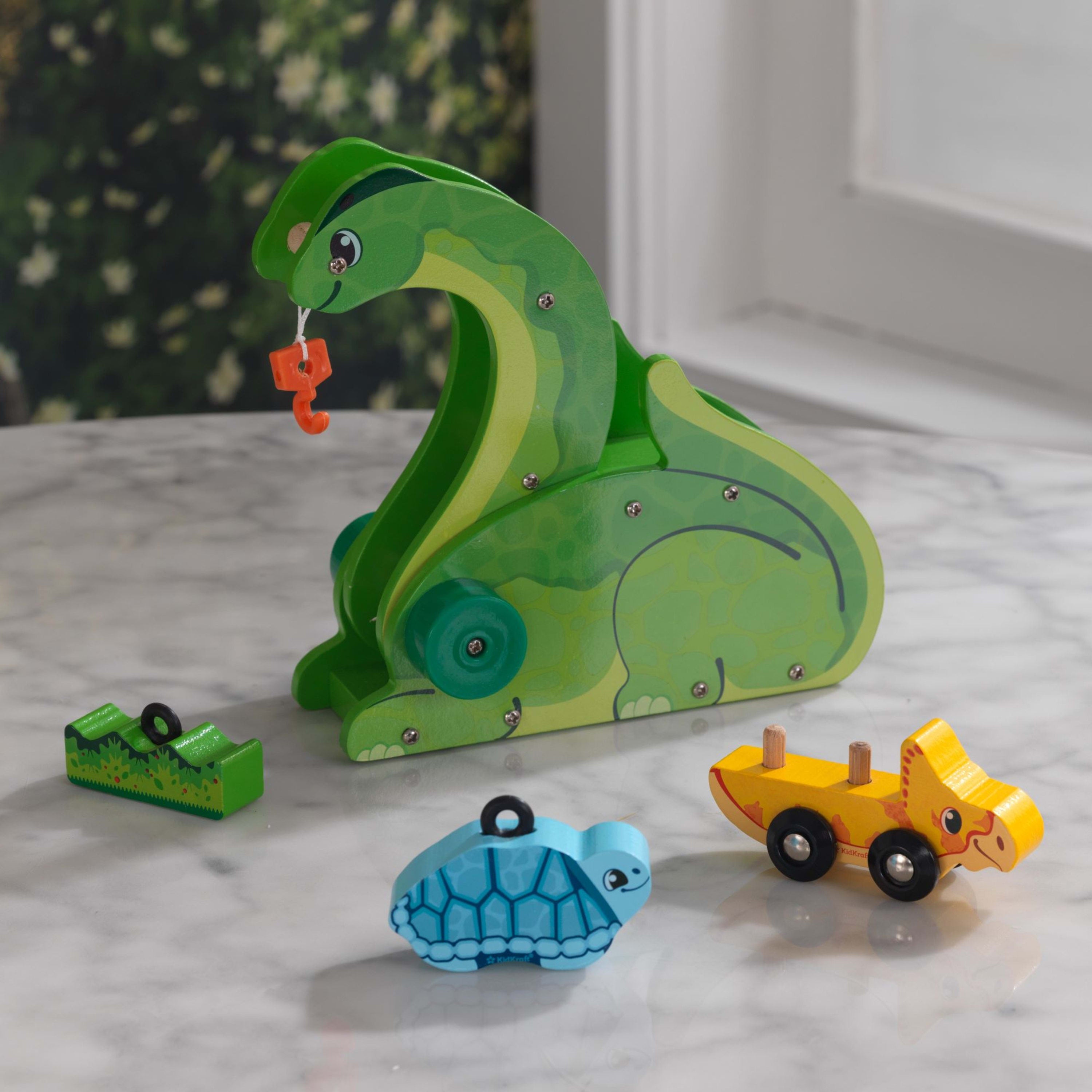 KidKraft Adventure Tracks™: Dino World Cretaceous Crane Wood Train Track Vehicle Play Set