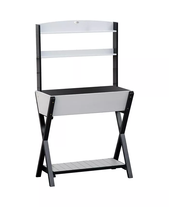 Outsunny Garden Potting Bench Workstation with Hidden Storage Box and Shelves